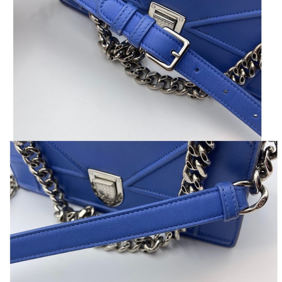 Christian Dior small Diorama flap bag in blue silver leather shoulder bag - Picture 14 of 16